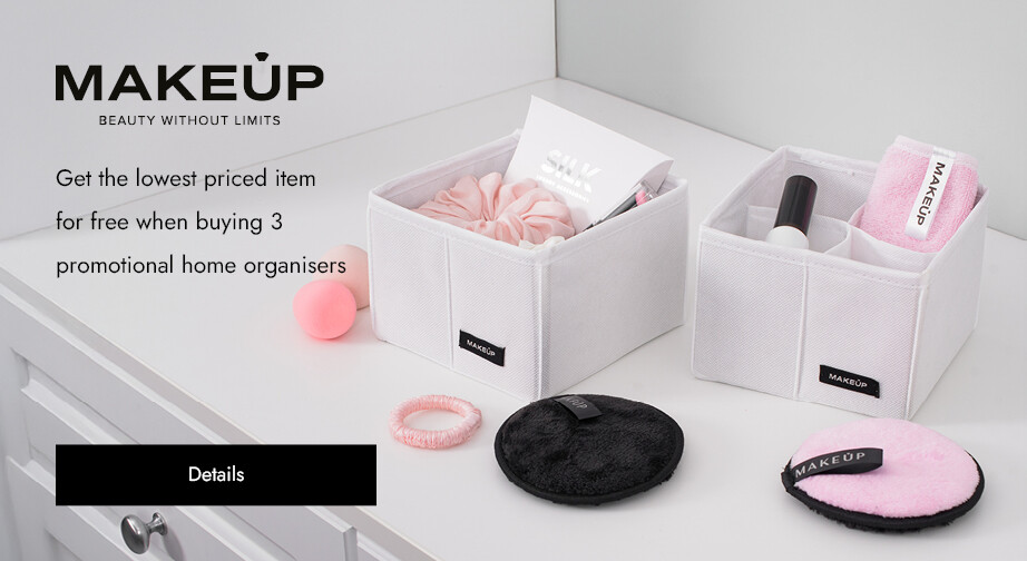 Get the lowest priced item for free when buying 3 MAKEUP promotional home organisers