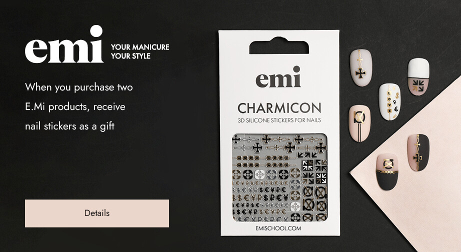 When you purchase two E.Mi products, receive nail stickers as a gift