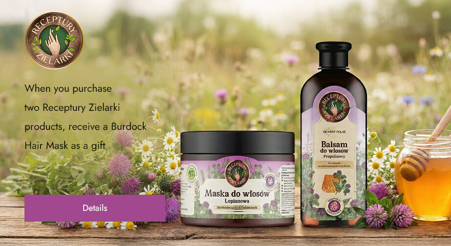 Buy two Receptury Zielarki products and get a free Burdock Hair Mask